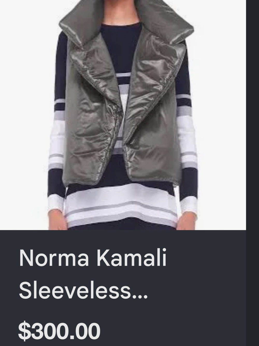 Norma Kamali Shiny BLACK Sleeveless Puffer Vest never worn!